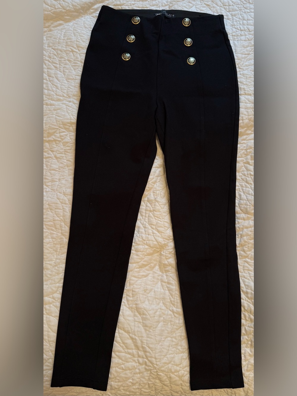 Zara Black High-Rise Button-Front Trousers